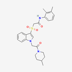 molecular formula C26H31N3O4S B2670555 N-(2,3-dimethylphenyl)-2-((1-(2-(4-methylpiperidin-1-yl)-2-oxoethyl)-1H-indol-3-yl)sulfonyl)acetamide CAS No. 878059-19-9