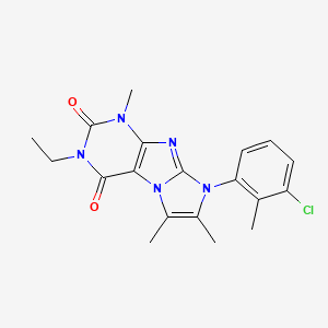 molecular formula C19H20ClN5O2 B2670566 8-(3-氯-2-甲基苯基)-3-乙基-1,6,7-三甲基-1H-咪唑并[2,1-f]嘧啶-2,4(3H,8H)-二酮 CAS No. 887459-75-8