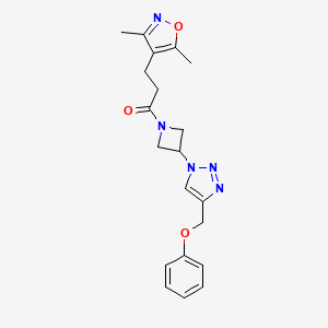molecular formula C20H23N5O3 B2670584 3-(3,5-dimethylisoxazol-4-yl)-1-(3-(4-(phenoxymethyl)-1H-1,2,3-triazol-1-yl)azetidin-1-yl)propan-1-one CAS No. 2034340-64-0