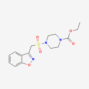 molecular formula C15H19N3O5S B2670597 Ethyl 4-((benzo[d]isoxazol-3-ylmethyl)sulfonyl)piperazine-1-carboxylate CAS No. 1797332-99-0