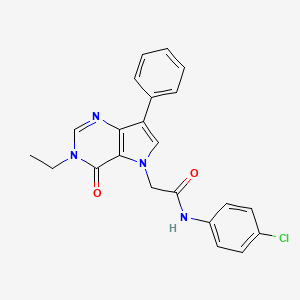 molecular formula C22H19ClN4O2 B2670600 N-(4-chlorophenyl)-2-{3-ethyl-4-oxo-7-phenyl-3H,4H,5H-pyrrolo[3,2-d]pyrimidin-5-yl}acetamide CAS No. 1251616-09-7