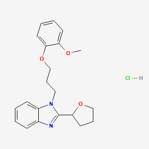 molecular formula C21H25ClN2O3 B2670626 1-(3-(2-methoxyphenoxy)propyl)-2-(tetrahydrofuran-2-yl)-1H-benzo[d]imidazole hydrochloride CAS No. 1215755-29-5