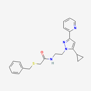 2-(benzylthio)-N-(2-(5-cyclopropyl-3-(pyridin-2-yl)-1H-pyrazol-1-yl)ethyl)acetamide