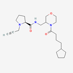 molecular formula C22H35N3O3 B2670633 (2S)-N-[[4-(4-Cyclopentylbutanoyl)morpholin-3-yl]methyl]-1-prop-2-ynylpyrrolidine-2-carboxamide CAS No. 2248603-96-3