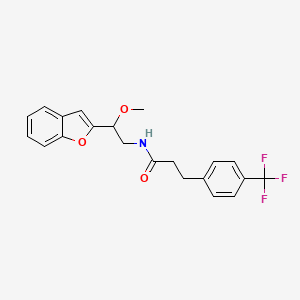 molecular formula C21H20F3NO3 B2670635 N-(2-(benzofuran-2-yl)-2-methoxyethyl)-3-(4-(trifluoromethyl)phenyl)propanamide CAS No. 2034206-65-8