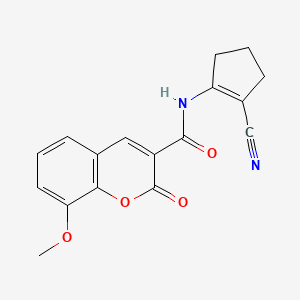 molecular formula C17H14N2O4 B2670652 N-(2-cyanocyclopent-1-en-1-yl)-8-methoxy-2-oxo-2H-chromene-3-carboxamide CAS No. 823827-67-4
