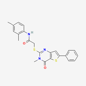 molecular formula C23H21N3O2S2 B2670655 N-(2,4-dimethylphenyl)-2-({3-methyl-4-oxo-6-phenyl-3H,4H-thieno[3,2-d]pyrimidin-2-yl}sulfanyl)acetamide CAS No. 1105251-60-2