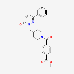 molecular formula C25H25N3O4 B2670656 Methyl 4-{4-[(6-oxo-3-phenyl-1,6-dihydropyridazin-1-yl)methyl]piperidine-1-carbonyl}benzoate CAS No. 2097917-60-5