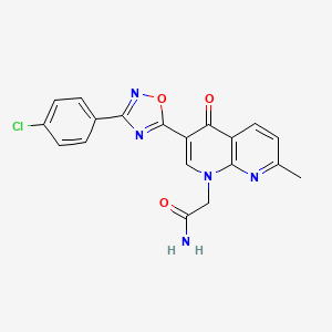 2-(3-(3-(4-chlorophenyl)-1,2,4-oxadiazol-5-yl)-7-methyl-4-oxo-1,8-naphthyridin-1(4H)-yl)acetamide