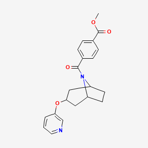 molecular formula C21H22N2O4 B2670720 methyl 4-[3-(pyridin-3-yloxy)-8-azabicyclo[3.2.1]octane-8-carbonyl]benzoate CAS No. 2108723-19-7