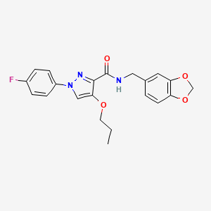 N-(benzo[d][1,3]dioxol-5-ylmethyl)-1-(4-fluorophenyl)-4-propoxy-1H-pyrazole-3-carboxamide