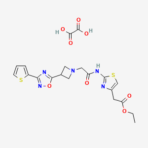 Ethyl 2-(2-(2-(3-(3-(thiophen-2-yl)-1,2,4-oxadiazol-5-yl)azetidin-1-yl)acetamido)thiazol-4-yl)acetate oxalate