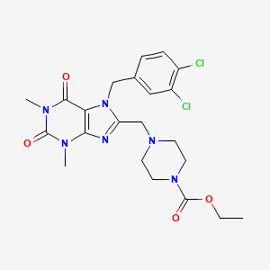 molecular formula C22H26Cl2N6O4 B2670744 ethyl 4-({7-[(3,4-dichlorophenyl)methyl]-1,3-dimethyl-2,6-dioxo-2,3,6,7-tetrahydro-1H-purin-8-yl}methyl)piperazine-1-carboxylate CAS No. 877818-20-7