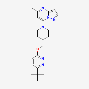 molecular formula C21H28N6O B2670797 7-[4-[(6-Tert-butylpyridazin-3-yl)oxymethyl]piperidin-1-yl]-5-methylpyrazolo[1,5-a]pyrimidine CAS No. 2379996-83-3