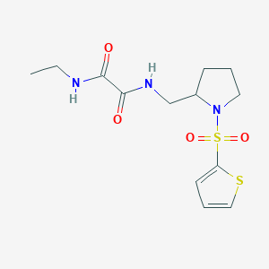 molecular formula C13H19N3O4S2 B2670823 N-ethyl-N'-{[1-(thiophene-2-sulfonyl)pyrrolidin-2-yl]methyl}ethanediamide CAS No. 896282-28-3