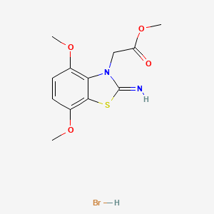 molecular formula C12H15BrN2O4S B2670840 methyl 2-(2-imino-4,7-dimethoxybenzo[d]thiazol-3(2H)-yl)acetate hydrobromide CAS No. 1351591-34-8