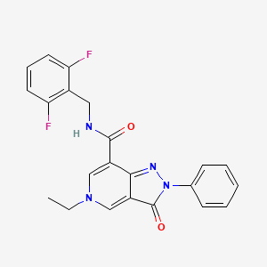 molecular formula C22H18F2N4O2 B2670856 N-[(2,6-difluorophenyl)methyl]-5-ethyl-3-oxo-2-phenyl-2H,3H,5H-pyrazolo[4,3-c]pyridine-7-carboxamide CAS No. 921881-22-3