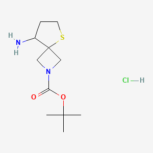 molecular formula C11H21ClN2O2S B2670904 Tert-butyl8-amino-5-thia-2-azaspiro[3.4]octane-2-carboxylatehydrochloride CAS No. 2243509-72-8