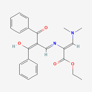 molecular formula C23H24N2O4 B2670912 ethyl (2Z)-2-({2-[(Z)-benzoyl]-3-oxo-3-phenylprop-1-en-1-yl}amino)-3-(dimethylamino)prop-2-enoate CAS No. 219838-91-2