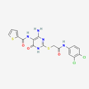 molecular formula C17H13Cl2N5O3S2 B2670922 N-(4-amino-2-((2-((3,4-dichlorophenyl)amino)-2-oxoethyl)thio)-6-oxo-1,6-dihydropyrimidin-5-yl)thiophene-2-carboxamide CAS No. 868225-55-2