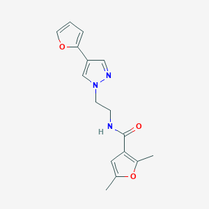 molecular formula C16H17N3O3 B2670973 N-(2-(4-(furan-2-yl)-1H-pyrazol-1-yl)ethyl)-2,5-dimethylfuran-3-carboxamide CAS No. 2034351-40-9