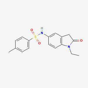 molecular formula C17H18N2O3S B2670990 N-(1-ethyl-2-oxo-2,3-dihydro-1H-indol-5-yl)-4-methylbenzene-1-sulfonamide CAS No. 921861-33-8
