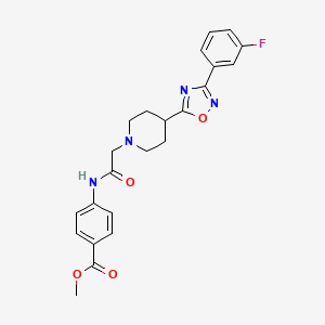 Methyl 4-(2-(4-(3-(3-fluorophenyl)-1,2,4-oxadiazol-5-yl)piperidin-1-yl)acetamido)benzoate