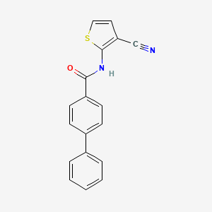 molecular formula C18H12N2OS B2671009 N-(3-cyanothiophen-2-yl)-[1,1'-biphenyl]-4-carboxamide CAS No. 921150-43-8