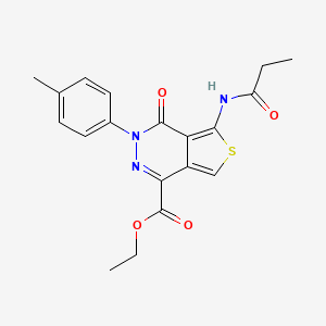 molecular formula C19H19N3O4S B2671026 ethyl 3-(4-methylphenyl)-4-oxo-5-propanamido-3H,4H-thieno[3,4-d]pyridazine-1-carboxylate CAS No. 851947-80-3