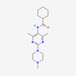 molecular formula C18H29N5O B2671051 N-[4,6-dimethyl-2-(4-methylpiperazin-1-yl)pyrimidin-5-yl]cyclohexanecarboxamide CAS No. 1448076-69-4