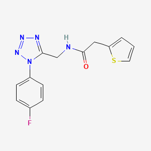 molecular formula C14H12FN5OS B2671054 N-((1-(4-fluorophenyl)-1H-tetrazol-5-yl)methyl)-2-(thiophen-2-yl)acetamide CAS No. 897623-67-5