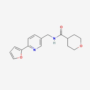 N-((6-(furan-2-yl)pyridin-3-yl)methyl)tetrahydro-2H-pyran-4-carboxamide