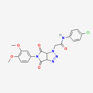molecular formula C20H18ClN5O5 B2671088 N-(4-chlorophenyl)-2-[5-(3,4-dimethoxyphenyl)-4,6-dioxo-1H,3aH,4H,5H,6H,6aH-pyrrolo[3,4-d][1,2,3]triazol-1-yl]acetamide CAS No. 1052609-81-0