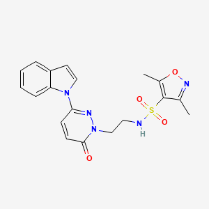 molecular formula C19H19N5O4S B2671092 N-(2-(3-(1H-indol-1-yl)-6-oxopyridazin-1(6H)-yl)ethyl)-3,5-dimethylisoxazole-4-sulfonamide CAS No. 1448130-22-0