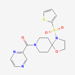 Pyrazin-2-yl(4-(thiophen-2-ylsulfonyl)-1-oxa-4,8-diazaspiro[4.5]decan-8-yl)methanone