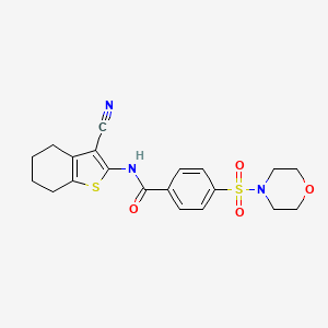 molecular formula C20H21N3O4S2 B2671153 N-(3-CYANO-4,5,6,7-TETRAHYDRO-1-BENZOTHIOPHEN-2-YL)-4-(MORPHOLINE-4-SULFONYL)BENZAMIDE CAS No. 312917-17-2