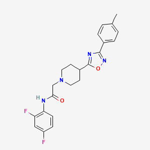 molecular formula C22H22F2N4O2 B2671154 N-(2,4-difluorophenyl)-2-{4-[3-(4-methylphenyl)-1,2,4-oxadiazol-5-yl]piperidin-1-yl}acetamide CAS No. 1251710-54-9