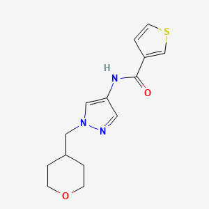 molecular formula C14H17N3O2S B2671181 N-{1-[(oxan-4-yl)methyl]-1H-pyrazol-4-yl}thiophene-3-carboxamide CAS No. 1706080-09-2