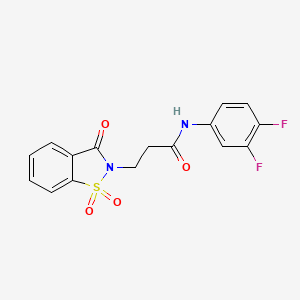 molecular formula C16H12F2N2O4S B2671196 N-(3,4-difluorophenyl)-3-(1,1,3-trioxo-2,3-dihydro-1lambda6,2-benzothiazol-2-yl)propanamide CAS No. 899954-74-6