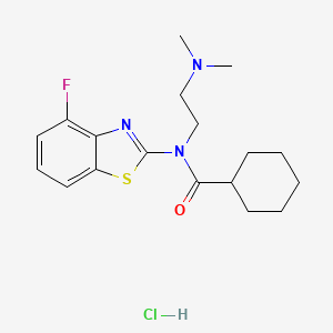 molecular formula C18H25ClFN3OS B2671233 N-(2-(dimethylamino)ethyl)-N-(4-fluorobenzo[d]thiazol-2-yl)cyclohexanecarboxamide hydrochloride CAS No. 1215628-39-9