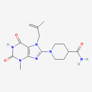 molecular formula C16H22N6O3 B2671308 1-(3-methyl-7-(2-methylallyl)-2,6-dioxo-2,3,6,7-tetrahydro-1H-purin-8-yl)piperidine-4-carboxamide CAS No. 442864-73-5