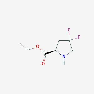molecular formula C7H11F2NO2 B2671312 Ethyl (2R)-4,4-difluoropyrrolidine-2-carboxylate CAS No. 2136777-08-5