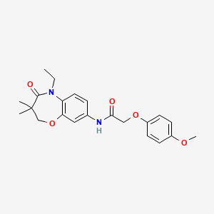molecular formula C22H26N2O5 B2671362 N-(5-ethyl-3,3-dimethyl-4-oxo-2,3,4,5-tetrahydro-1,5-benzoxazepin-8-yl)-2-(4-methoxyphenoxy)acetamide CAS No. 921524-36-9