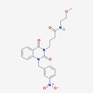 molecular formula C22H24N4O6 B2671367 N-(2-methoxyethyl)-4-{1-[(3-nitrophenyl)methyl]-2,4-dioxo-1,2,3,4-tetrahydroquinazolin-3-yl}butanamide CAS No. 899786-43-7