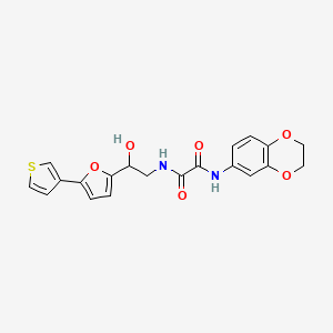 molecular formula C20H18N2O6S B2671391 N'-(2,3-dihydro-1,4-benzodioxin-6-yl)-N-{2-hydroxy-2-[5-(thiophen-3-yl)furan-2-yl]ethyl}ethanediamide CAS No. 2034491-59-1