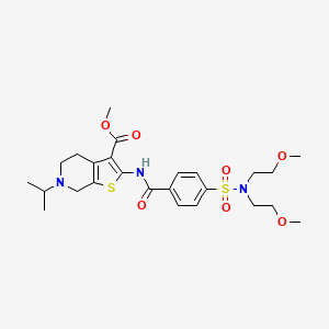 molecular formula C25H35N3O7S2 B2671392 methyl 2-{4-[bis(2-methoxyethyl)sulfamoyl]benzamido}-6-(propan-2-yl)-4H,5H,6H,7H-thieno[2,3-c]pyridine-3-carboxylate CAS No. 449768-10-9