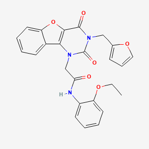 molecular formula C25H21N3O6 B2671397 N-(2-ethoxyphenyl)-2-(3-(furan-2-ylmethyl)-2,4-dioxo-3,4-dihydrobenzofuro[3,2-d]pyrimidin-1(2H)-yl)acetamide CAS No. 892421-40-8
