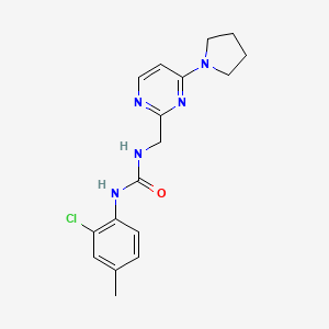 B2671400 1-(2-Chloro-4-methylphenyl)-3-((4-(pyrrolidin-1-yl)pyrimidin-2-yl)methyl)urea CAS No. 1797291-52-1