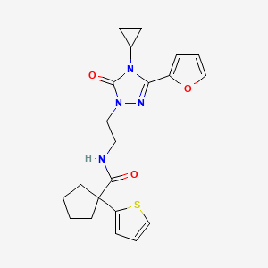 N-(2-(4-cyclopropyl-3-(furan-2-yl)-5-oxo-4,5-dihydro-1H-1,2,4-triazol-1-yl)ethyl)-1-(thiophen-2-yl)cyclopentanecarboxamide