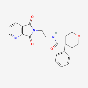 molecular formula C21H21N3O4 B2671438 N-(2-{5,7-dioxo-5H,6H,7H-pyrrolo[3,4-b]pyridin-6-yl}ethyl)-4-phenyloxane-4-carboxamide CAS No. 2034384-24-0